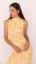 Load image into Gallery viewer, MINK PINK CLAIR MESH MIDI DRESS ORANGE WATERCOLOUR