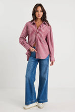 Load image into Gallery viewer, STORIES BE TOLD YOU GOT THIS OVERSIZED SHIRT BURGUNDY STRIPE