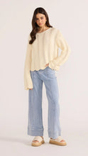 Load image into Gallery viewer, MINK PINK BROOKE CROCHET WAVE SWEATER CREAM