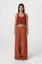 Load image into Gallery viewer, ROWIE CARLOTTA LINEN WIDE LEG PANT PAPRIKA STRIPE