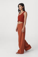 Load image into Gallery viewer, ROWIE CARLOTTA LINEN WIDE LEG PANT PAPRIKA STRIPE