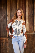 Load image into Gallery viewer, TUESDAY DIAMOND CARDI IVORY ARGYLE