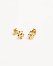 Load image into Gallery viewer, BY CHARLOTTE GOLD CRYSTAL LOTUS HEART PADLOCK STUD EARRINGS
