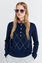 Load image into Gallery viewer, KAREN WALKER SOCIETY ARGYLE POLO NAVY