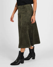 Load image into Gallery viewer, STORM SUEDE MIDI SKIRT KHAKI
