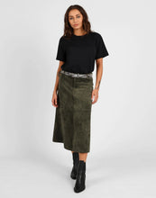 Load image into Gallery viewer, STORM SUEDE MIDI SKIRT KHAKI