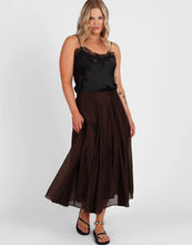Load image into Gallery viewer, STORM FULL DETAIL MIDI SKIRT COCOA