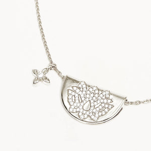 SILVER LIVE IN LIGHT LOTUS NECKLACE