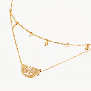 GOLD LIVE IN PEACE LOTUS NECKLACE