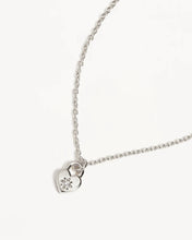 Load image into Gallery viewer, BY CHARLOTTE SILVER CRYSTAL LOTUS HEART PADLOCK NECKLACE