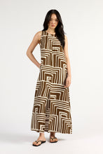 Load image into Gallery viewer, TUESDAY PEYTON DRESS CHOC GEO