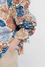 Load image into Gallery viewer, KAREN WALKER PRAIRIE ORGANIC COTTON SHIRRED BLOUSE TAPESTRY FLORAL
