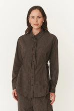 Load image into Gallery viewer, ROWIE FRANKIE TIE LONGSLEEVE SHIRT COCAO CHECK