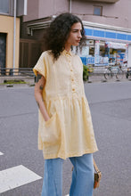 Load image into Gallery viewer, ROWIE GINA LINEN MINI DRESS LEMON