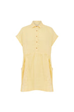 Load image into Gallery viewer, ROWIE GINA LINEN MINI DRESS LEMON