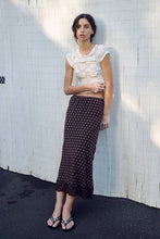 Load image into Gallery viewer, ROWIE MARINA SILK MIDI SKIRT CACAO SPOT