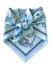 Load image into Gallery viewer, DARK HAMPTON COWBOY UP BLUE PETITE SILK SCARF