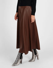 Load image into Gallery viewer, STORM VEGAN LEATHER MIDI SKIRT TOFFEE