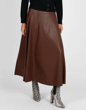 Load image into Gallery viewer, STORM VEGAN LEATHER MIDI SKIRT TOFFEE