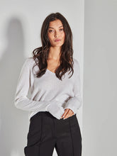 Load image into Gallery viewer, JULIETTE HOGAN LOUNGE V-NECK L/S T WHITE