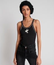 Load image into Gallery viewer, ONE TEASPOON JETT BLACK BOWER BIRD SINGLET