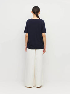 JHL BY JULIETTE HOGAN V NECK CASHMERE TEE NAVY