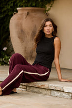 Load image into Gallery viewer, STORIES BE TOLD TOWNIE BURGUNDY SIDE STRIPE WIDE LEG PANTS

