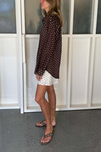 Load image into Gallery viewer, ROWIE RAMONA SILK LONG SLEEVE SHIRT CACAO SPOT
