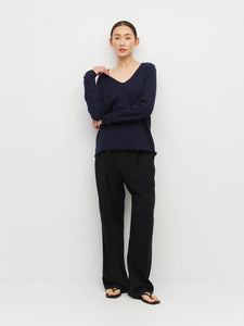 JHL BY JULIETTE HOGAN V-NECK LONG SLEEVE NAVY