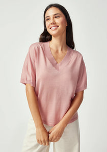 UNTOUCHED WORLD CAMILLE V TEE ROSEWOOD