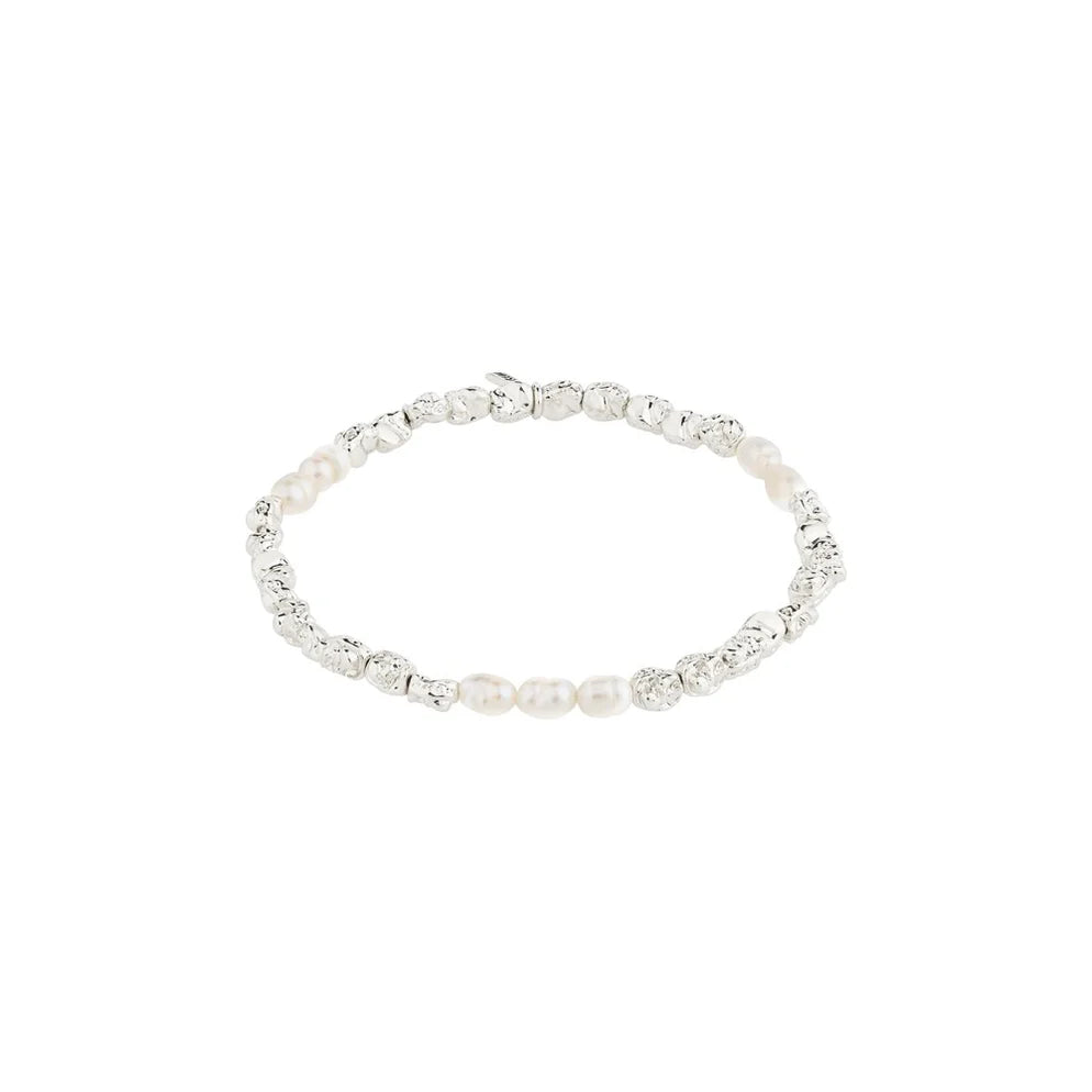 PILGRIM TIDE RECYCLED BRACELET SILVER PLATED WHITE