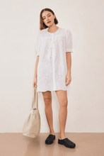 Load image into Gallery viewer, COMMONPLACE AFTERNOON SWIM PUFF SLEEVE DRESS BRODERIE
