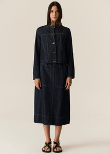 POL CARSEN SKIRT DARK WASH