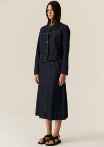 POL CARSEN SKIRT DARK WASH