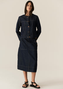 POL CARSEN SKIRT DARK WASH