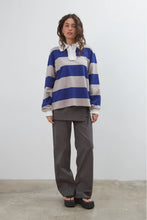 Load image into Gallery viewer, COMMONPLACE OCEAN FRILL POLO NAVY/GREY/WHITE
