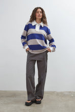 Load image into Gallery viewer, COMMONPLACE OCEAN FRILL POLO NAVY/GREY/WHITE
