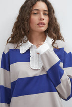 Load image into Gallery viewer, COMMONPLACE OCEAN FRILL POLO NAVY/GREY/WHITE
