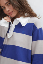 Load image into Gallery viewer, COMMONPLACE OCEAN FRILL POLO NAVY/GREY/WHITE
