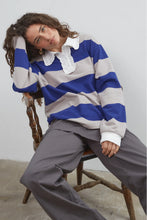 Load image into Gallery viewer, COMMONPLACE OCEAN FRILL POLO NAVY/GREY/WHITE
