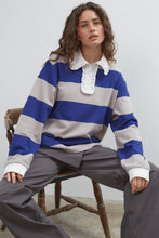 Load image into Gallery viewer, COMMONPLACE OCEAN FRILL POLO NAVY/GREY/WHITE
