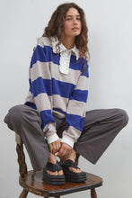 Load image into Gallery viewer, COMMONPLACE OCEAN FRILL POLO NAVY/GREY/WHITE
