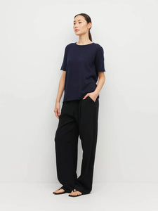 JHL BY JULIETTE HOGAN CREW CASHMERE TEE NAVY