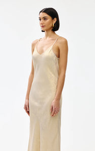 KINNEY ROU SLIP DRESS GOLD LUSTRE