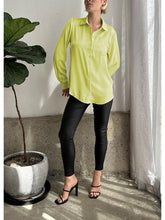 Load image into Gallery viewer, ESMAEE ALICE SATIN SHIRT CHARTREUSE
