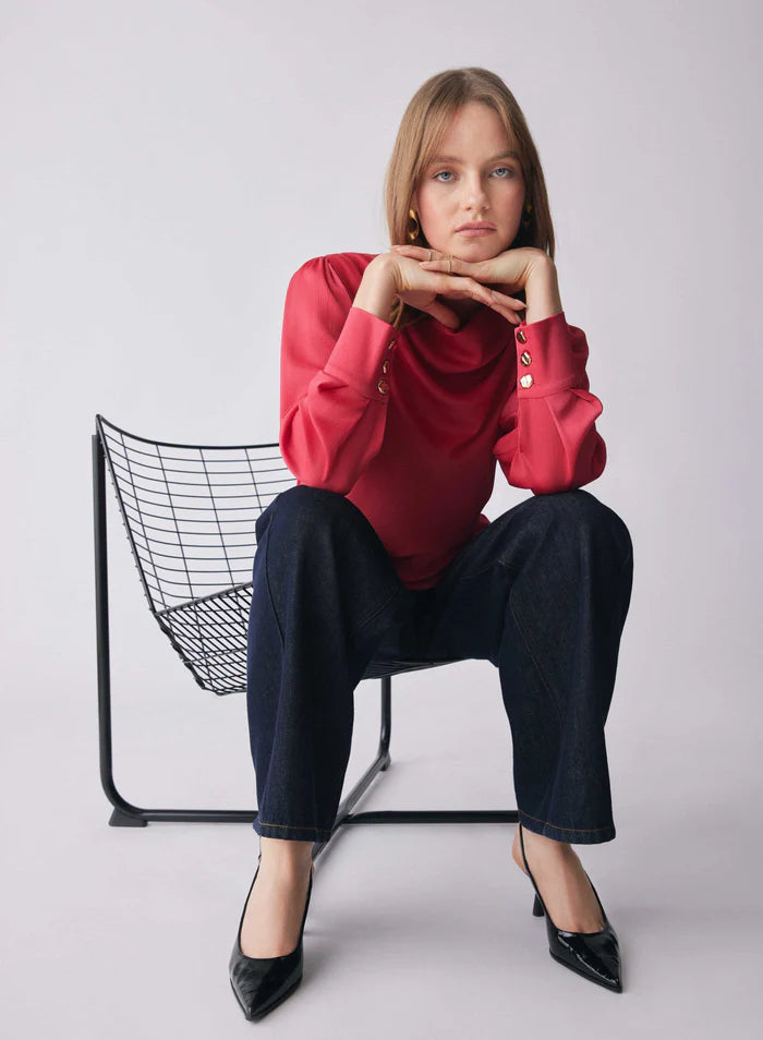 ESMAEE SATELITE BLOUSE HOT PINK