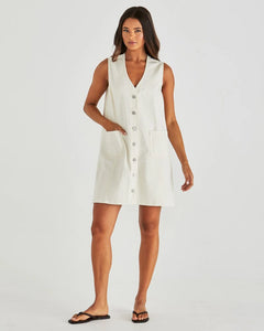SASS SABINE DENIM VEST DRESS PARCHMENT