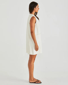SASS SABINE DENIM VEST DRESS PARCHMENT