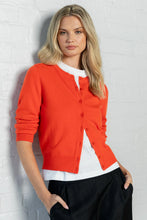 Load image into Gallery viewer, STORIES BE TOLD BLOOD ORANGE SOFT FINE GAUGE CREWNWCK CARDIGAN
