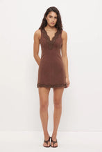 Load image into Gallery viewer, MON RENN LACIE DENIM MINI DRESS MOCHA
